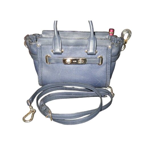 Coach Swagger 20 Navy Pebble Leather Satchel Crossbody Handbag Satchel 6.5 X 8 - Picture 1 of 14